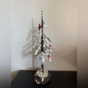 18 inch Snowy Holiday Tree with Red Cardinals